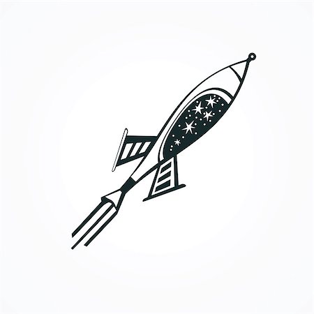 spaceship engine design - Stylized rocket on a white background. Vector illustration Stock Photo - Budget Royalty-Free & Subscription, Code: 400-08492760