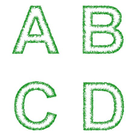 simsearch:400-08793078,k - Green grass font design set - letters A, B, C, D Stockbilder - Microstock & Abonnement, Bildnummer: 400-08492816