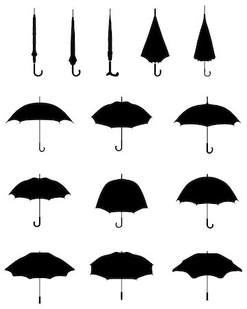simsearch:400-04921907,k - Black silhouettes of open and closed umbrellas, vector Stock Photo - Budget Royalty-Free & Subscription, Code: 400-08492841