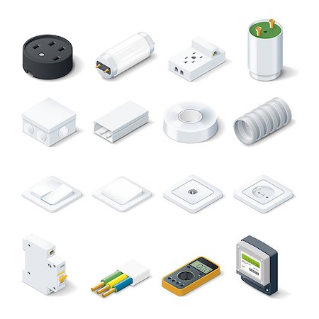 simsearch:400-09120941,k - Home electric isometric icon set vector graphic illustration Stock Photo - Budget Royalty-Free & Subscription, Code: 400-08493054