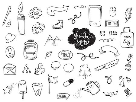simsearch:400-05359793,k - Doodles set. Hand drawn funny vector elements. Stock Photo - Budget Royalty-Free & Subscription, Code: 400-08493181