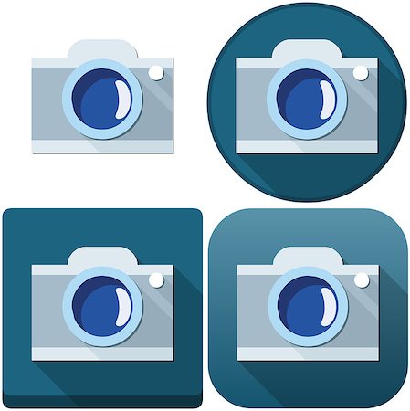 Vector illustration pack of a camera and camera icons for android and ios. Stock Photo - Budget Royalty-Free & Subscription, Code: 400-08493466