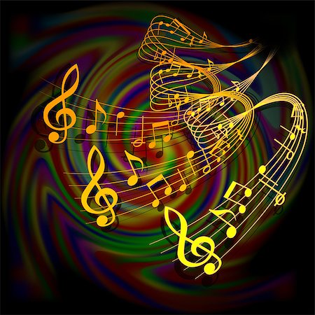 simsearch:400-05183914,k - Vector illustration of musical background waves musical notes on a colored background. Fotografie stock - Microstock e Abbonamento, Codice: 400-08493507