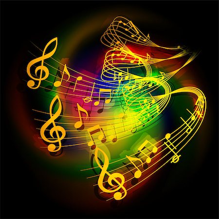 simsearch:400-05183914,k - Vector illustration of musical background waves musical notes on a colored background. Fotografie stock - Microstock e Abbonamento, Codice: 400-08493508