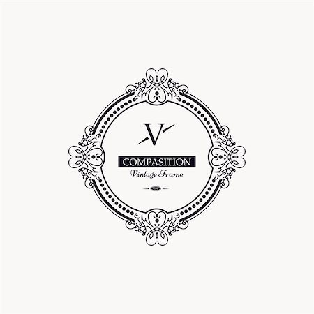 simsearch:400-08263647,k - Monogram luxury logo template with elegant ornament elements. Luxury elegant design for cafe, restaurant, boutique, hotel, shop, jewelry. Stock Photo - Budget Royalty-Free & Subscription, Code: 400-08493529