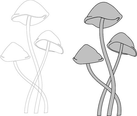 toadstool mushrooms vector gray and black and white Foto de stock - Royalty-Free Super Valor e Assinatura, Número: 400-08493552