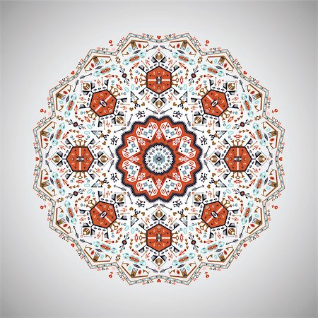 simsearch:400-06739339,k - Ornamental round colorful geometric pattern in aztec style Foto de stock - Super Valor sin royalties y Suscripción, Código: 400-08493575