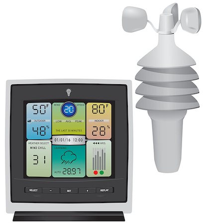 simsearch:400-04789714,k - Color Weather Station with Wind Speed. Vector illustration. Stock Photo - Budget Royalty-Free & Subscription, Code: 400-08493864