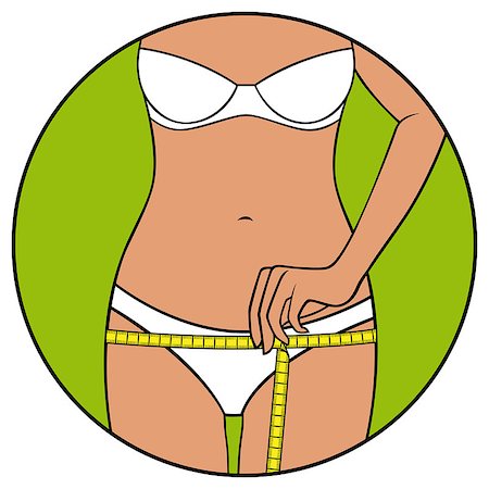 Abstract slim girl tape the size of her hips, hand drawing vector illustration in circle isolated over white Stock Photo - Budget Royalty-Free & Subscription, Code: 400-08493861