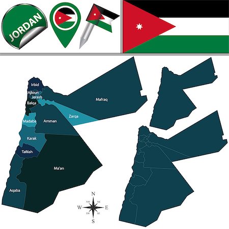 simsearch:400-08502398,k - Vector map of Jordan with named governorates and travel icons Stock Photo - Budget Royalty-Free & Subscription, Code: 400-08493894