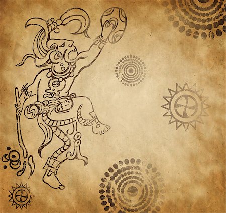 simsearch:400-05349464,k - Mayan warrior on old vintage paper Stockbilder - Microstock & Abonnement, Bildnummer: 400-08493905