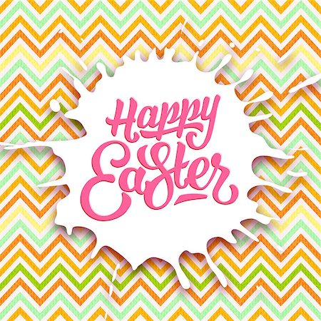 simsearch:400-08818102,k - Happy Easter hand lettering. Vintage greeting card for easter with typography. Happy easter text on colorful background with chevron ornament and grunge texture. Vector illustration Stock Photo - Budget Royalty-Free & Subscription, Code: 400-08504261