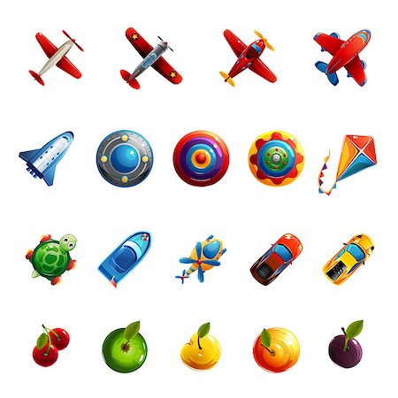 Kids toys and objects, mesh gradient icons set. Stock Photo - Budget Royalty-Free & Subscription, Code: 400-08504276