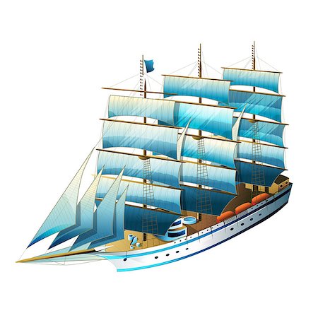 Sailing ship vector illustration on a white background Stock Photo - Budget Royalty-Free & Subscription, Code: 400-08504280