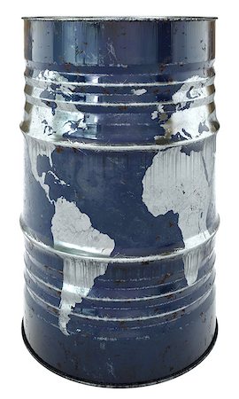 simsearch:400-07254623,k - rusty oil barrel with a world map. Isolated on a white background. Earth map furnished by NASA. Fotografie stock - Microstock e Abbonamento, Codice: 400-08504346