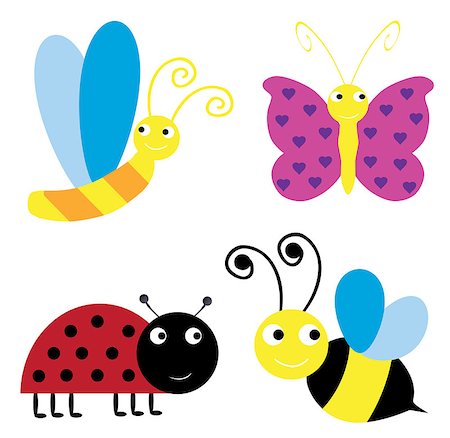 vector illustration of set of different funny insects Stock Photo - Budget Royalty-Free & Subscription, Code: 400-08504370