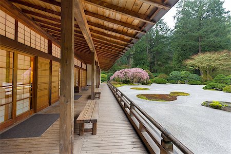 Pavilion by Flat Garden in Springtime at the Japanese Garden Stock Photo - Budget Royalty-Free & Subscription, Code: 400-08504383