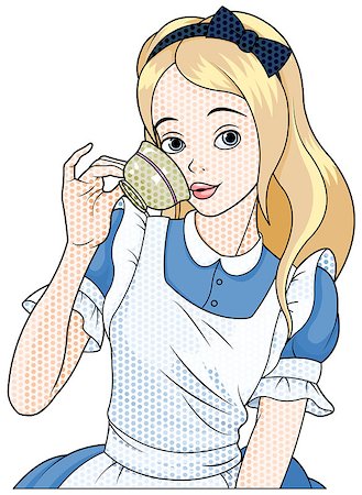 Illustration of Comic stile Alice takes a cup of tea Photographie de stock - Aubaine LD & Abonnement, Code: 400-08504484