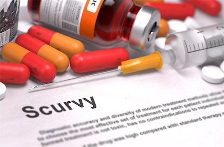 simsearch:400-08376875,k - Scurvy - Printed Diagnosis with Red Pills, Injections and Syringe. Medical Concept with Selective Focus. 3D Render. Stock Photo - Budget Royalty-Free & Subscription, Code: 400-08504567