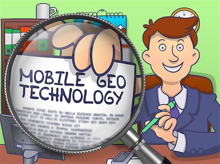 simsearch:400-07425839,k - Mobile Geo Technology on Paper in Businessman's Hand through Magnifier to Illustrate a Business Concept. Colored Modern Line Illustration in Doodle Style. Foto de stock - Royalty-Free Super Valor e Assinatura, Número: 400-08504577