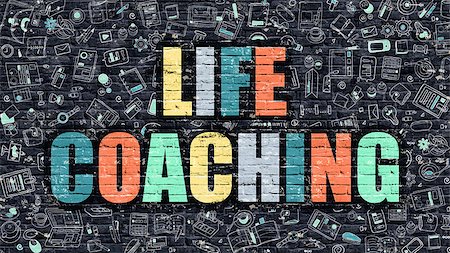 simsearch:400-08497774,k - Life Coaching Concept. Modern Illustration. Multicolor Life Coaching Drawn on Dark Brick Wall. Doodle Icons. Doodle Style of  Life Coaching Concept. Life Coaching on Wall. Foto de stock - Super Valor sin royalties y Suscripción, Código: 400-08504602