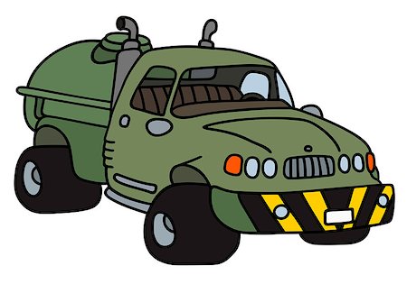 funny truck transport - Hand drawing of a funny green tank truck - not a real model Stock Photo - Budget Royalty-Free & Subscription, Code: 400-08504627