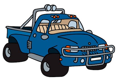funny truck transport - Hand drawing of a funny blue small truck - not a real model Stock Photo - Budget Royalty-Free & Subscription, Code: 400-08504628