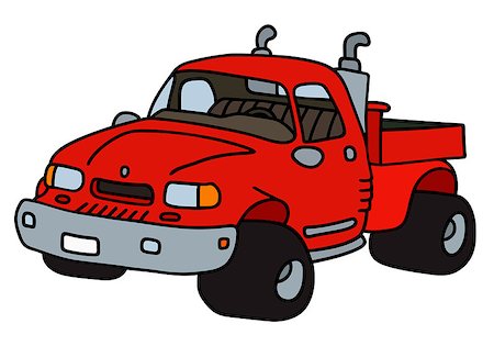 funny truck transport - Hand drawing of a funny red small truck - not a real model Stock Photo - Budget Royalty-Free & Subscription, Code: 400-08504630