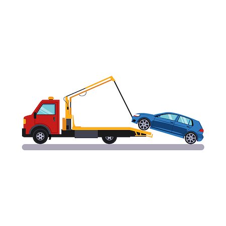 Car and Transportation Towing. Flat Vector Illustration Stock Photo - Budget Royalty-Free & Subscription, Code: 400-08504832