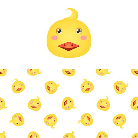 Chicken Head Icon And Seamless Decorative Pattern In Childish Style  Flat Vector Print On White Background Stock Photo - Budget Royalty-Free & Subscription, Code: 400-08504833