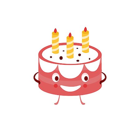 eyes birthday cake - Humanized Cake Funny  Flat Vector Illustration In Cartoon Style Isolated On White Background Stock Photo - Budget Royalty-Free & Subscription, Code: 400-08504899