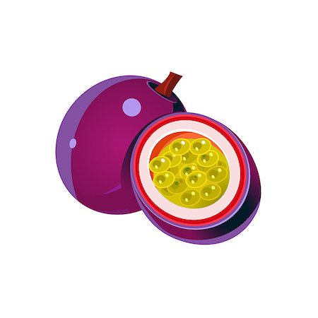 purple granadilla - Passion Fruit Flat Vector Sticker Simplified Design Isolated On White Backgroung Stock Photo - Budget Royalty-Free & Subscription, Code: 400-08504905