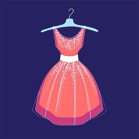 dress production sketch - Beautiful illustration of fashionable dress on a blue background Stock Photo - Budget Royalty-Free & Subscription, Code: 400-08505074