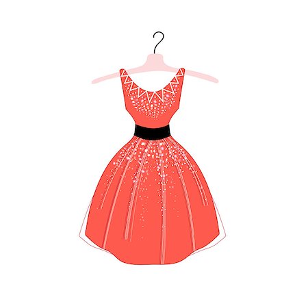 dress production sketch - Beautiful illustration of fashionable dress on a white background Stock Photo - Budget Royalty-Free & Subscription, Code: 400-08505075