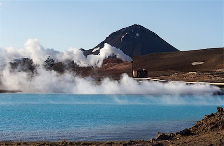 simsearch:400-04623195,k - Horizontal view of an Icelandic geothermal power facility near a hot spring and tall mountains in the background Stock Photo - Budget Royalty-Free & Subscription, Code: 400-08505077