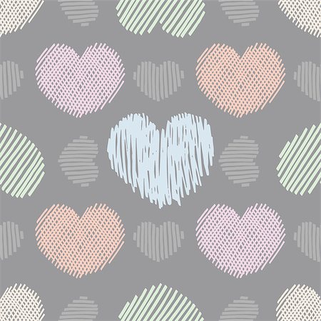 Doodle hearts. Seamless vector pattern with various doodle hearts. Stock Photo - Budget Royalty-Free & Subscription, Code: 400-08505089