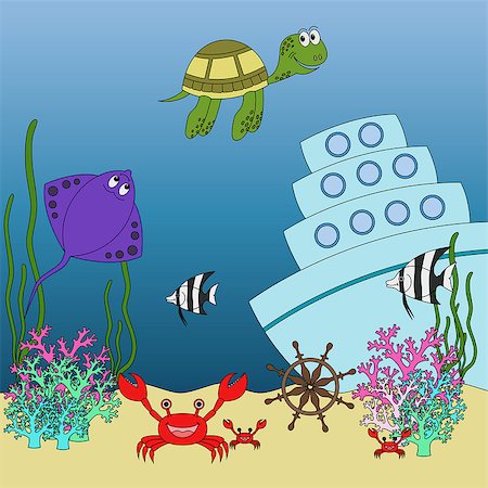 Underwater animals and fish with names cartoon educational illustration Stock Photo - Budget Royalty-Free & Subscription, Code: 400-08505114