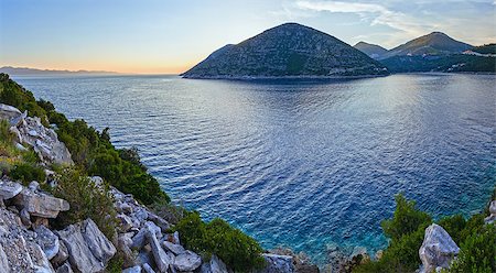 Evening summer coastline panorama (Ston, Peljesac  peninsula, Croatia). Foto de stock - Super Valor sin royalties y Suscripción, Código: 400-08505141