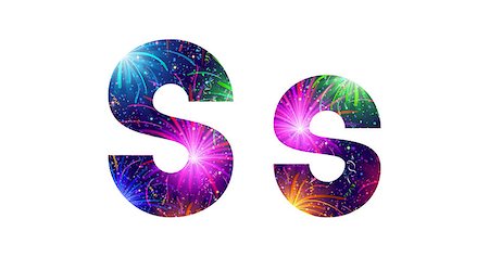 simsearch:400-08503845,k - Set of English letters signs uppercase and lowercase S, stylized colorful holiday firework with stars and flares, elements for web design. Eps10, contains transparencies. Vector Foto de stock - Royalty-Free Super Valor e Assinatura, Número: 400-08505176