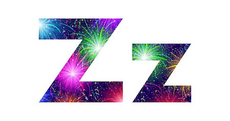 simsearch:400-08340538,k - Set of English letters signs uppercase and lowercase Z, stylized colorful holiday firework with stars and flares, elements for web design. Eps10, contains transparencies. Vector Photographie de stock - Aubaine LD & Abonnement, Code: 400-08505177