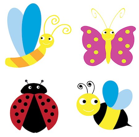 vector illustration of different funny bugs and insects Stock Photo - Budget Royalty-Free & Subscription, Code: 400-08505301