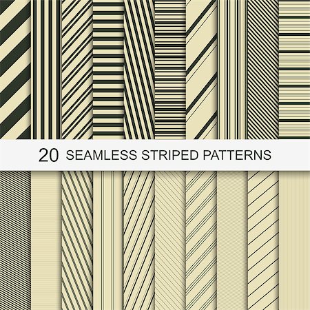 simsearch:400-08505407,k - Set of vector striped patterns. 20 seamless patterns for your design and ideas. Photographie de stock - Aubaine LD & Abonnement, Code: 400-08505363