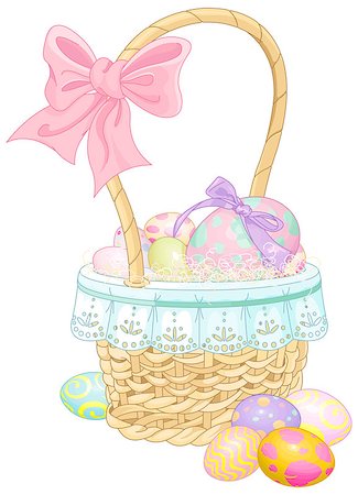 Pretty Easter basket full of eggs Stock Photo - Budget Royalty-Free & Subscription, Code: 400-08505507