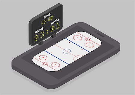 minimalistic illustration of a mobile phone in isometric view with Icehockey field, online watching concept, eps10 vector Stock Photo - Budget Royalty-Free & Subscription, Code: 400-08505550