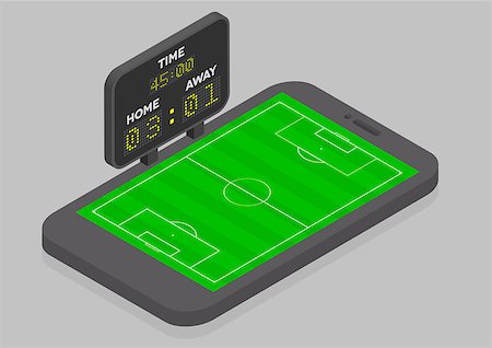 simsearch:400-08504827,k - minimalistic illustration of a mobile phone in isometric view with Soccer field, online watching concept, eps10 vector Foto de stock - Super Valor sin royalties y Suscripción, Código: 400-08505552