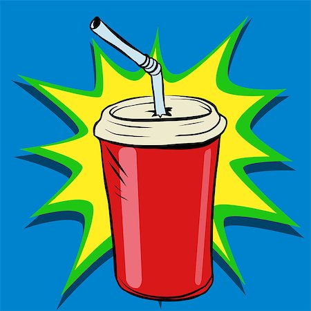 simsearch:400-08794469,k - Cola beaker tube fast food drink pop art retro vector. Cold drink. Restaurant business. Foto de stock - Super Valor sin royalties y Suscripción, Código: 400-08505569