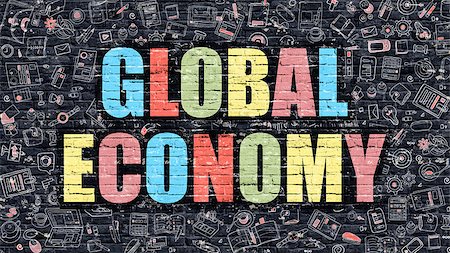 simsearch:400-09011393,k - Global Economy. Multicolor Inscription on Dark Brick Wall with Doodle Icons. Global Economy Concept in Modern Style. Doodle Design Icons. Global Economy on Dark Brickwall Background. Photographie de stock - Aubaine LD & Abonnement, Code: 400-08505643