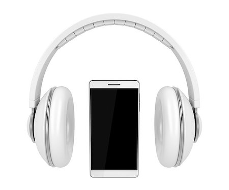 simsearch:400-07293028,k - White colored smartphone and headphones, isolated on white background Photographie de stock - Aubaine LD & Abonnement, Code: 400-08505777