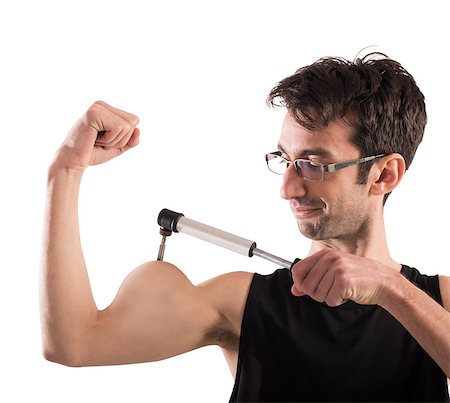 funny photos of biceps - Man inflates his muscles with a pump Stock Photo - Budget Royalty-Free & Subscription, Code: 400-08505886