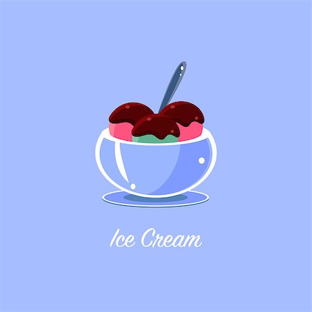 simsearch:400-08507283,k - Ice Cream In Bowl Cartoon Style Flat Vector Design Illustration With Text Fotografie stock - Microstock e Abbonamento, Codice: 400-08505989